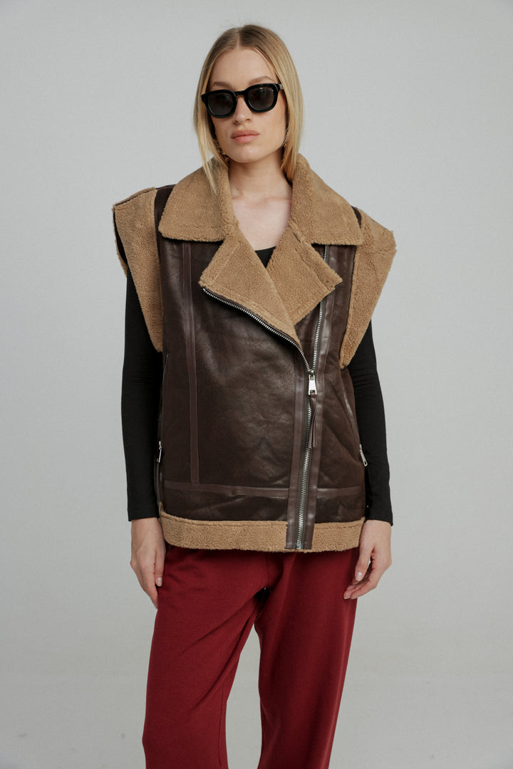 Faux Leather Brown Vest