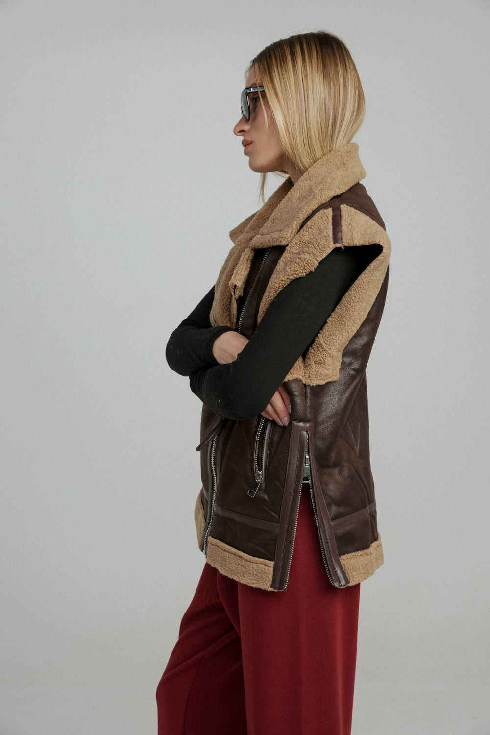 Faux Leather Brown Vest