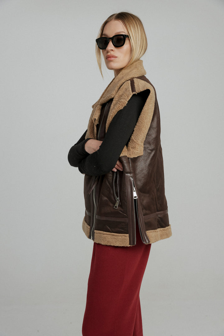 Faux Leather Brown Vest