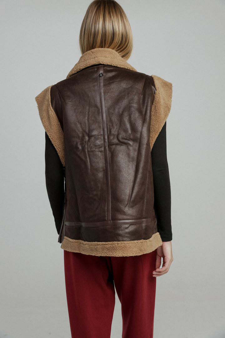 Faux Leather Brown Vest