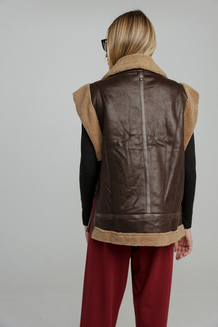 Faux Leather Brown Vest