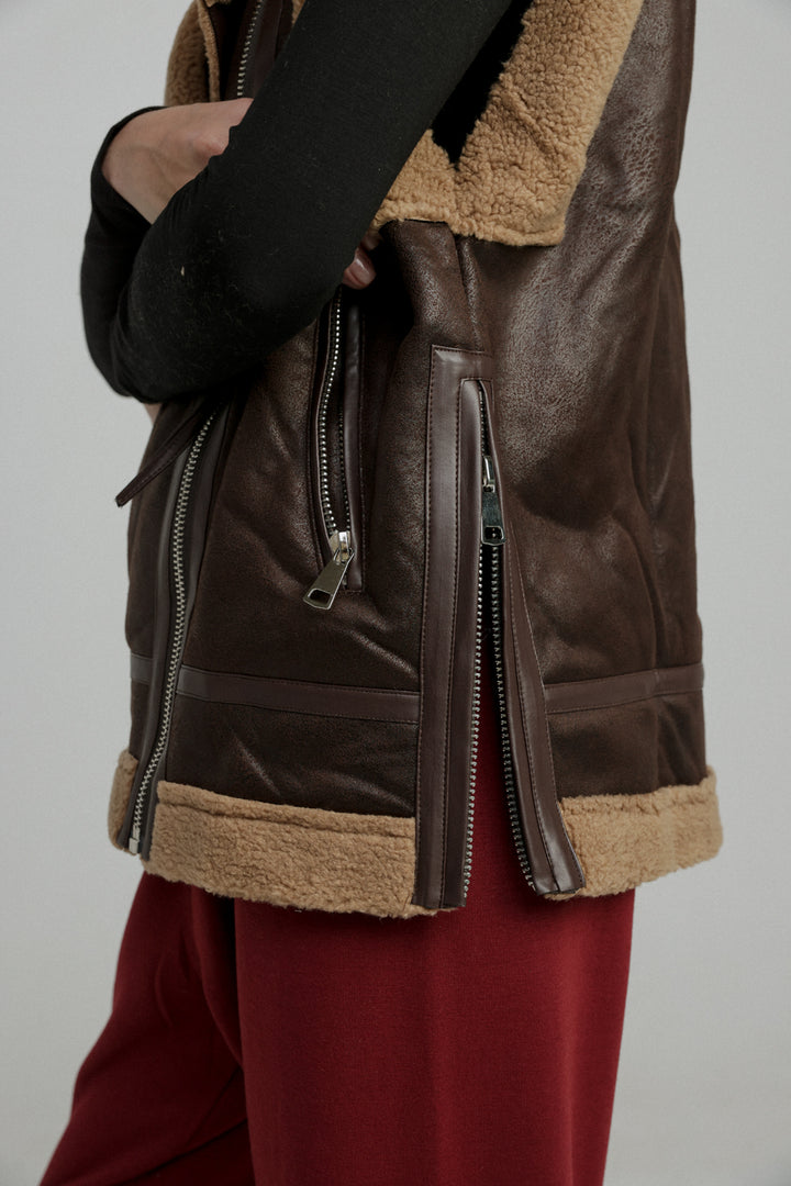 Faux Leather Brown Vest