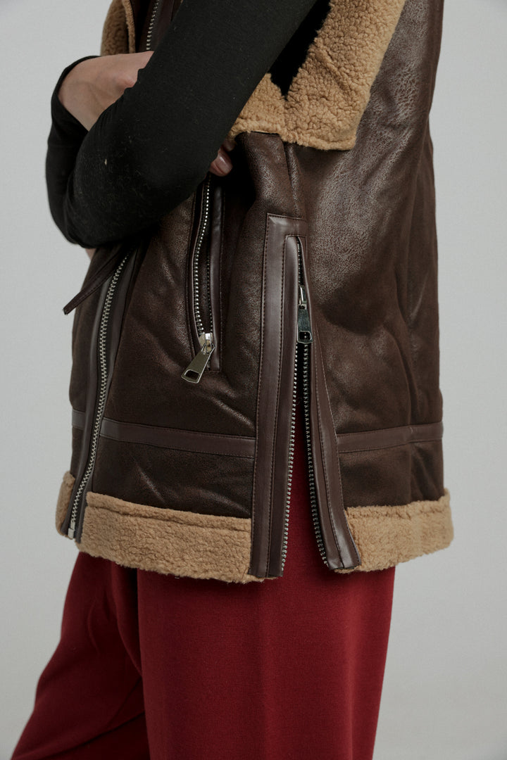 Faux Leather Brown Vest