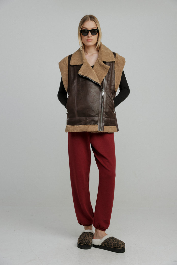 Faux Leather Brown Vest