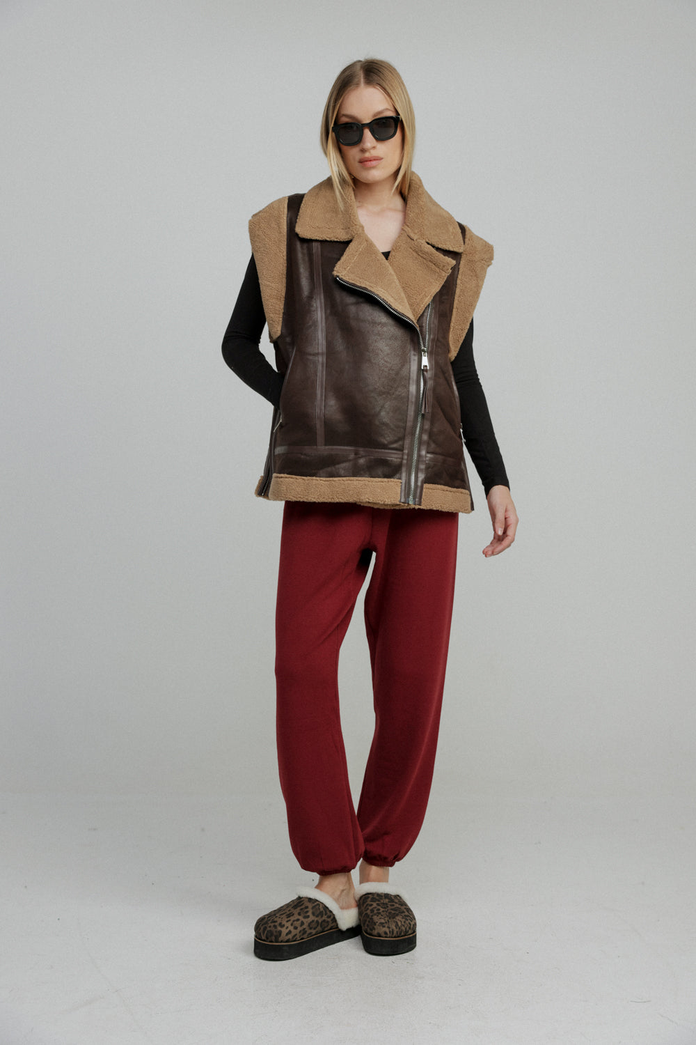 Faux Leather Brown Vest