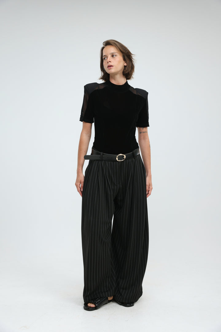 Protocol Black Striped Bottoms