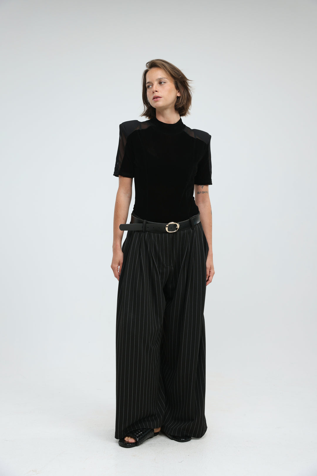Protocol Black Striped Bottoms