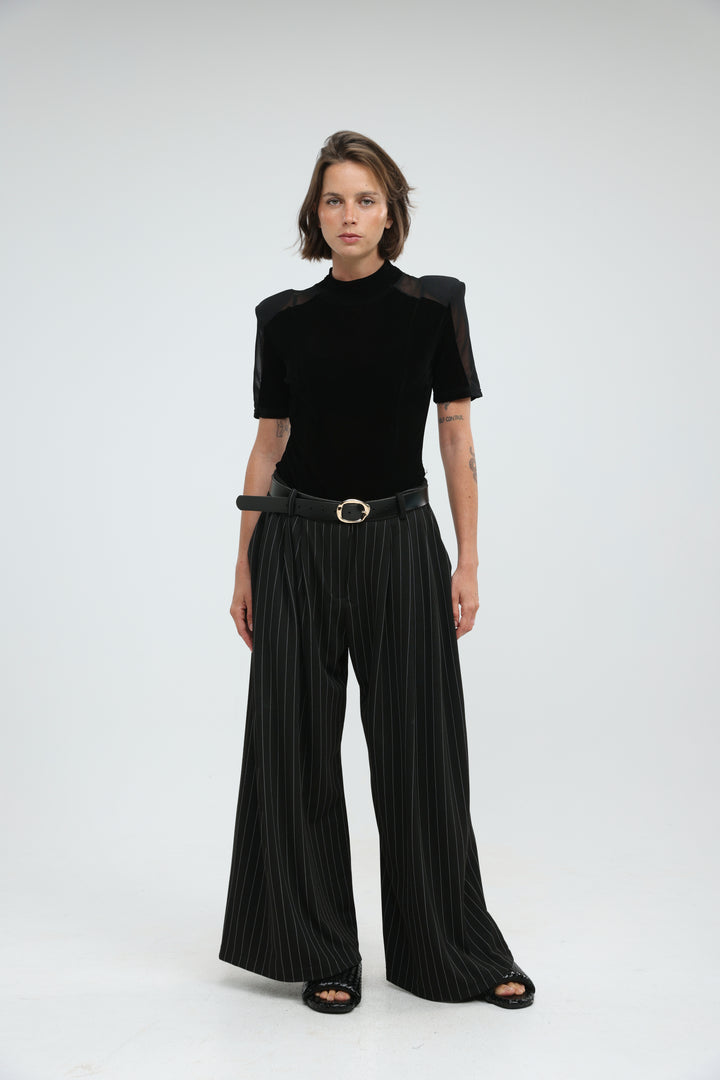 Protocol Black Striped Bottoms