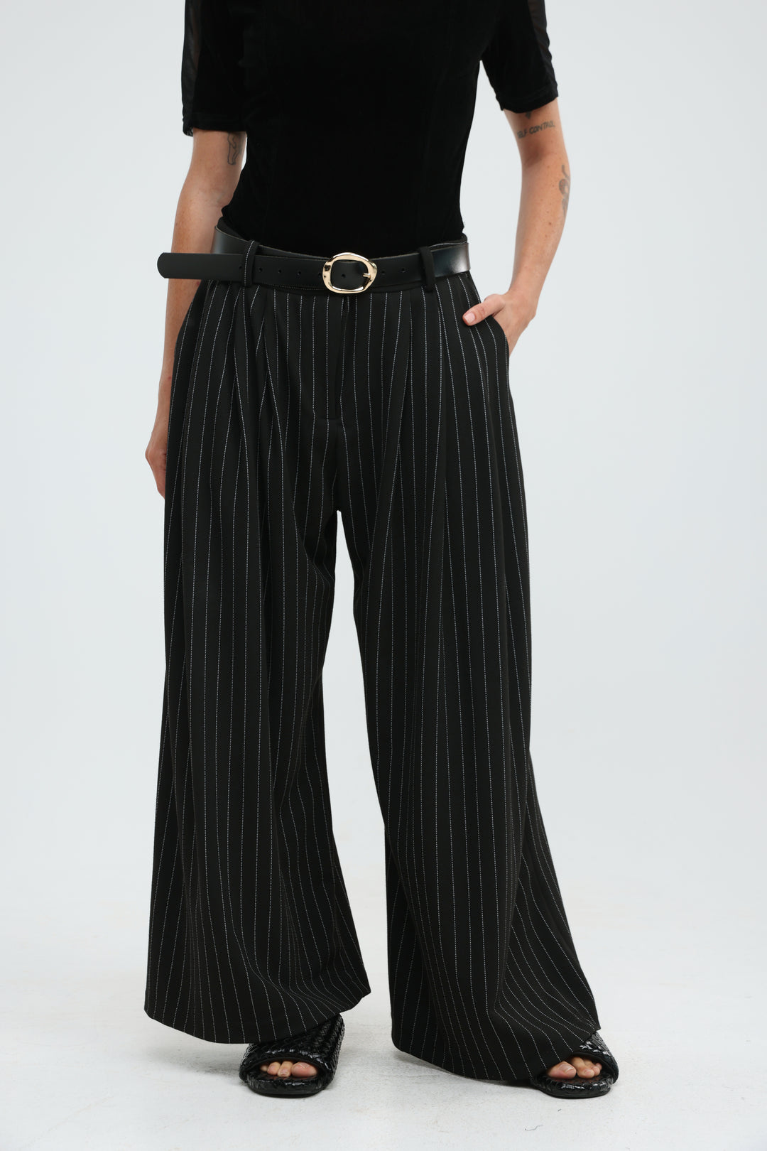Protocol Black Striped Bottoms