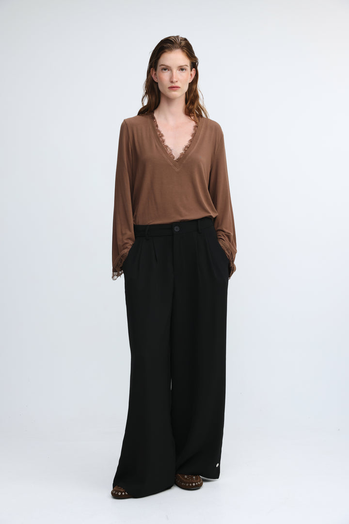Wide Leg Tailored Black Bottoms