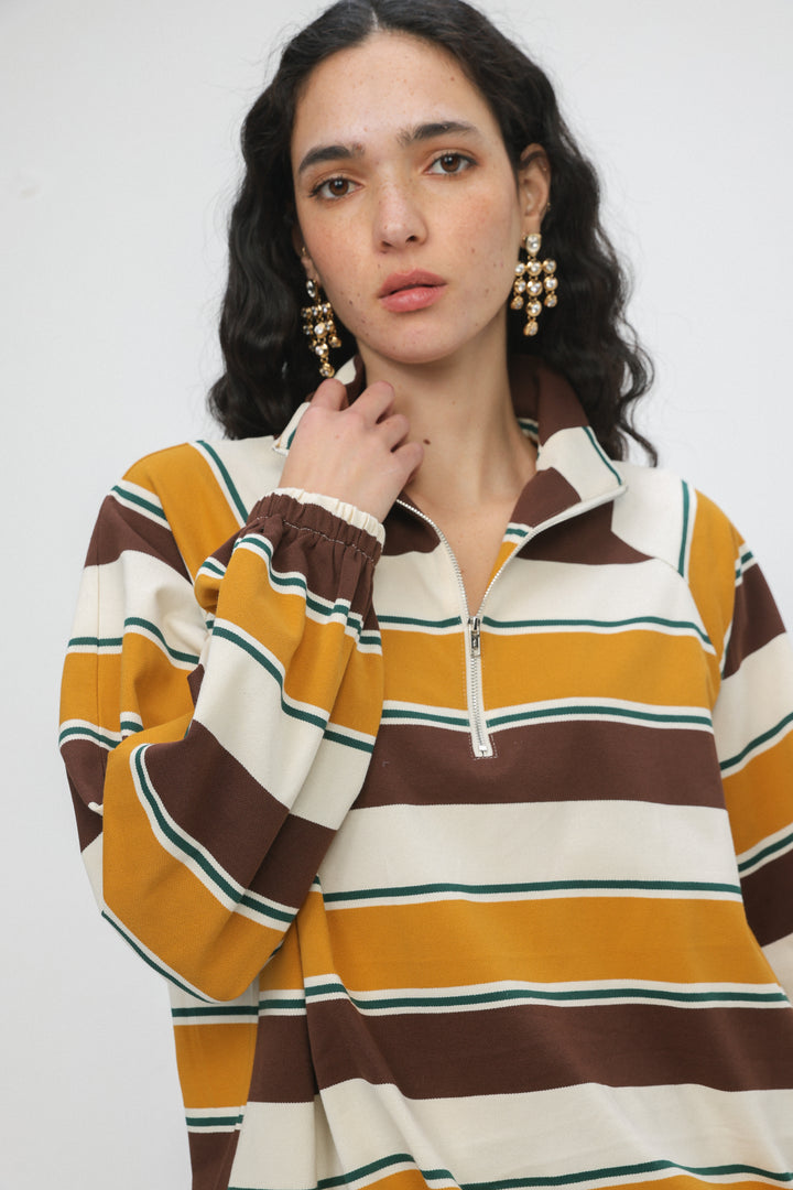 Adam Mustard Striped Polo
