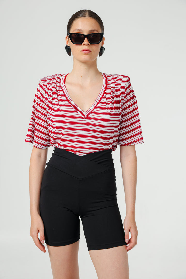Vivoosh Red Striped Padded T-Shirt
