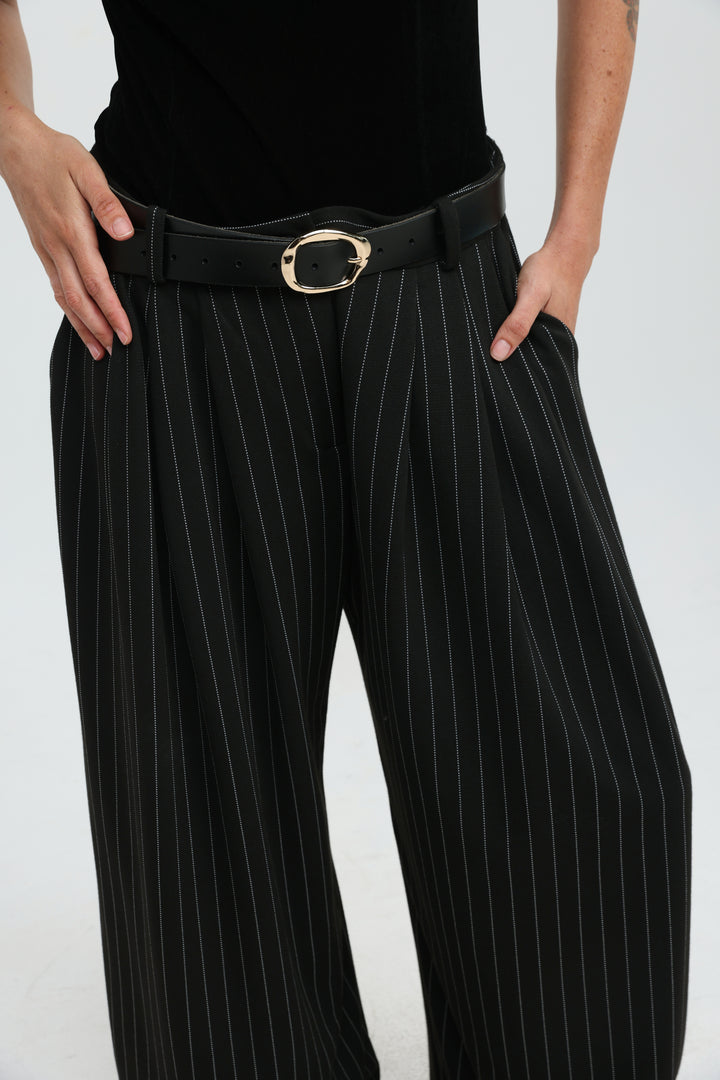 Protocol Black Striped Bottoms