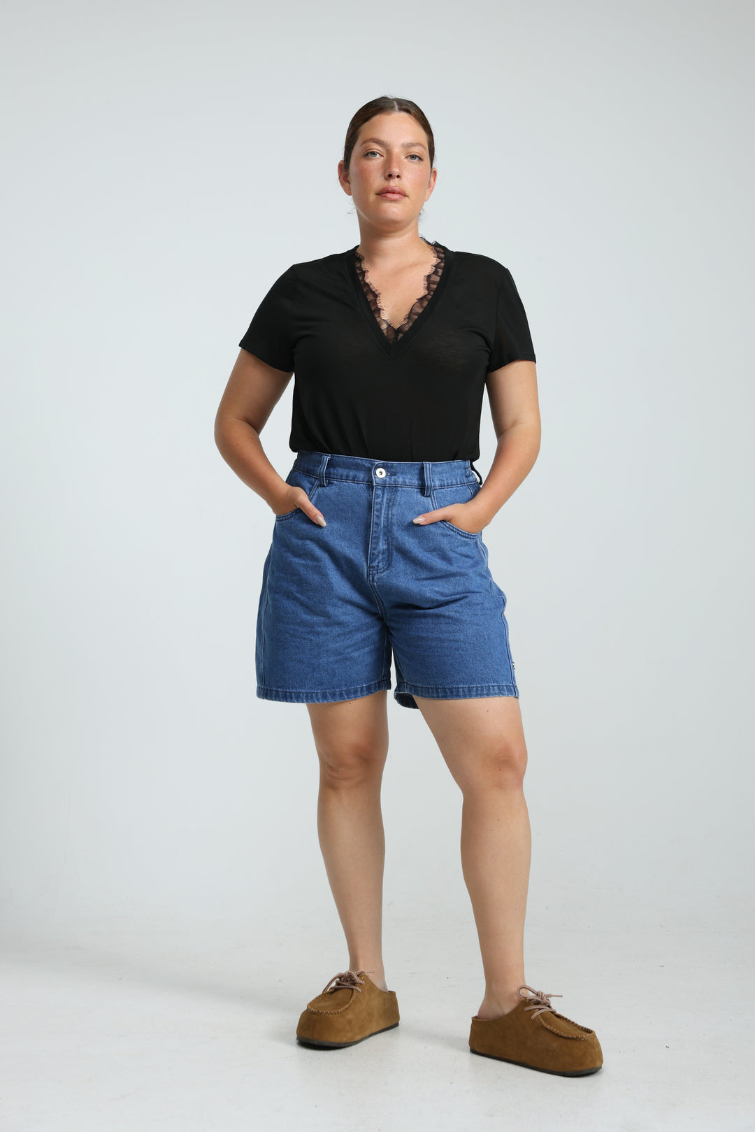 Guri Black Dots Denim Shorts