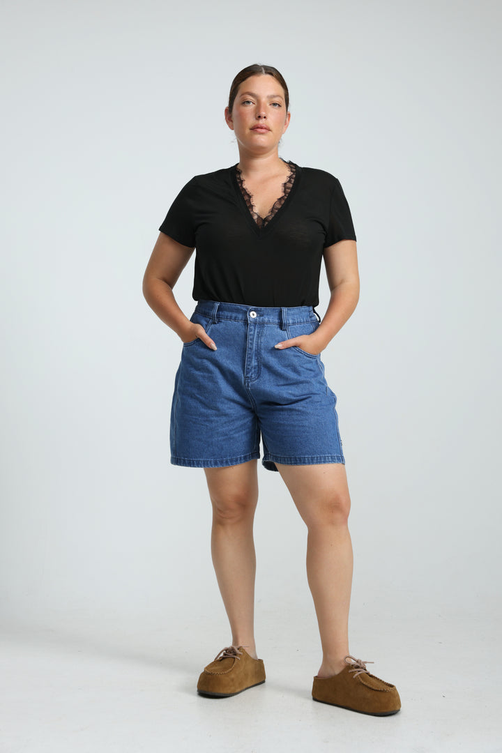 Guri Black Dots Denim Shorts