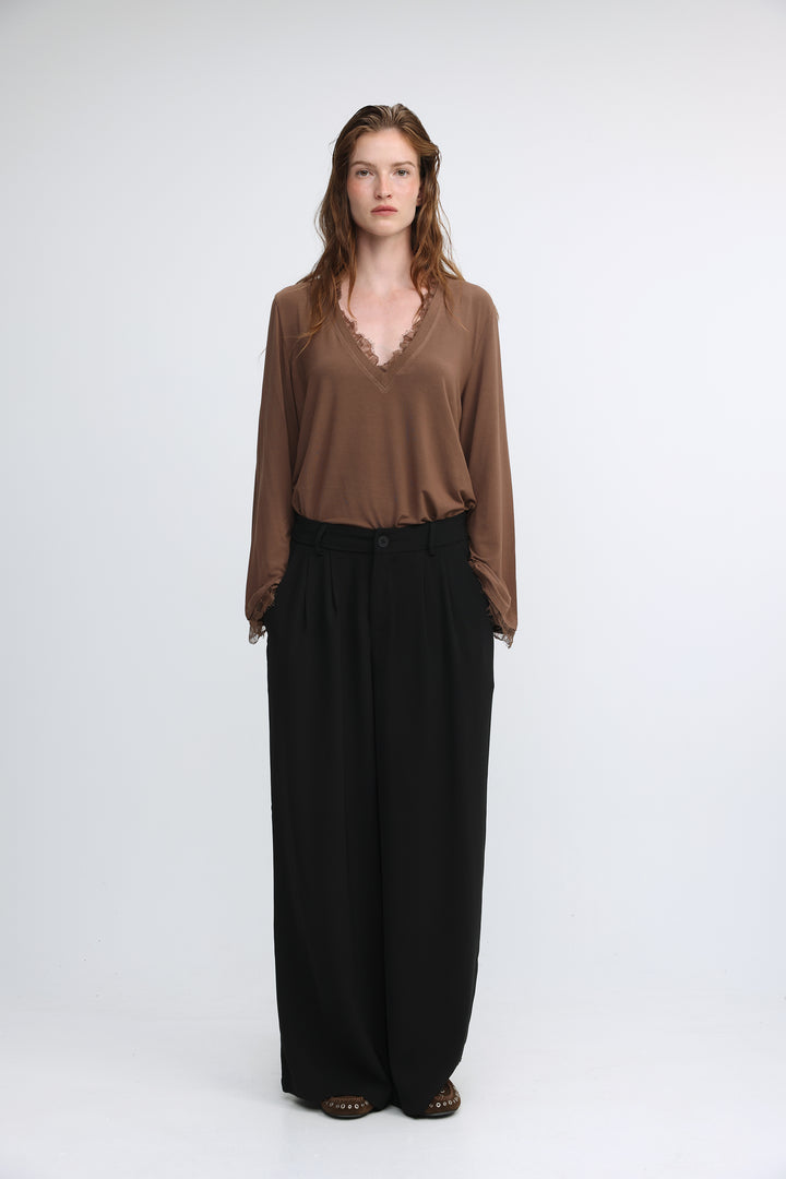 Wide Leg Tailored Black Bottoms