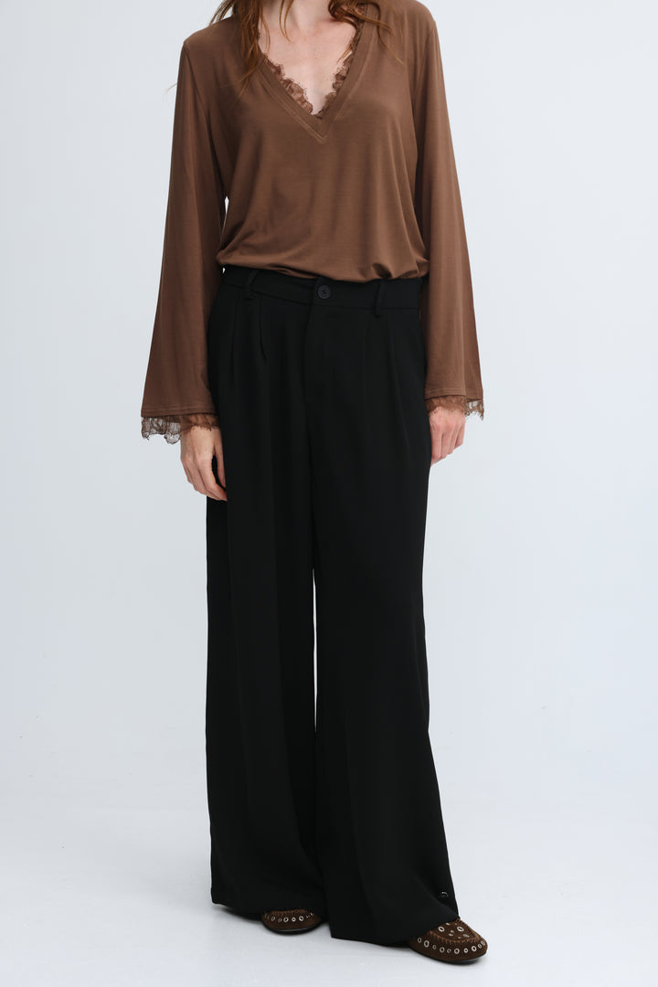 Wide Leg Tailored Black Bottoms