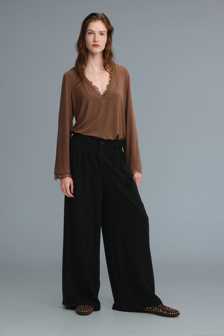 Wide Leg Tailored Black Bottoms
