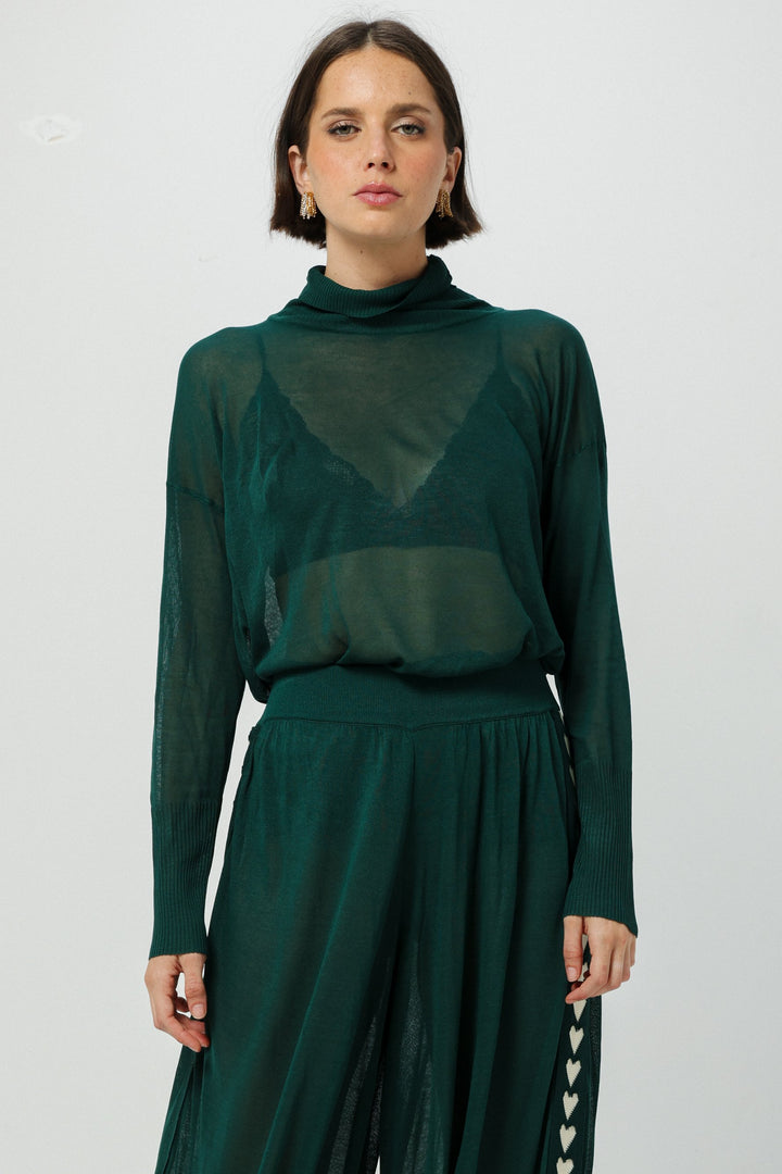 Moment Green High Neck Top