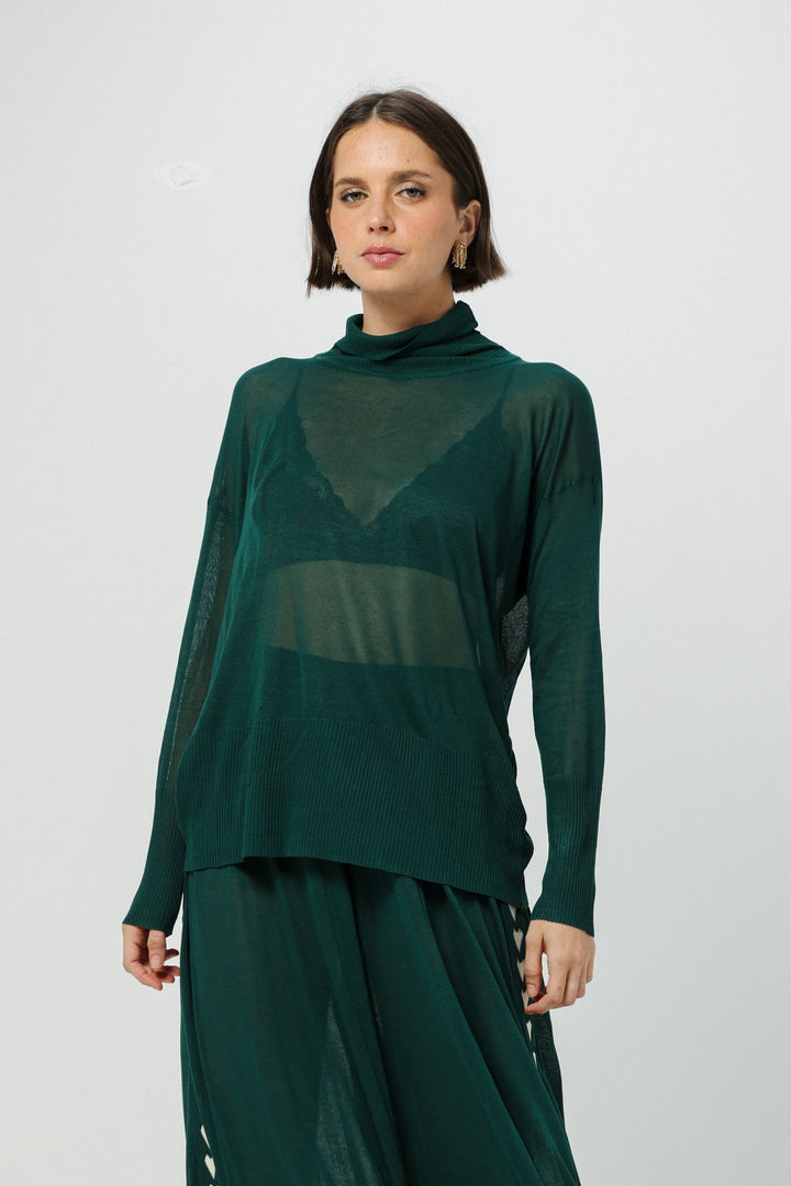Moment Green High Neck Top