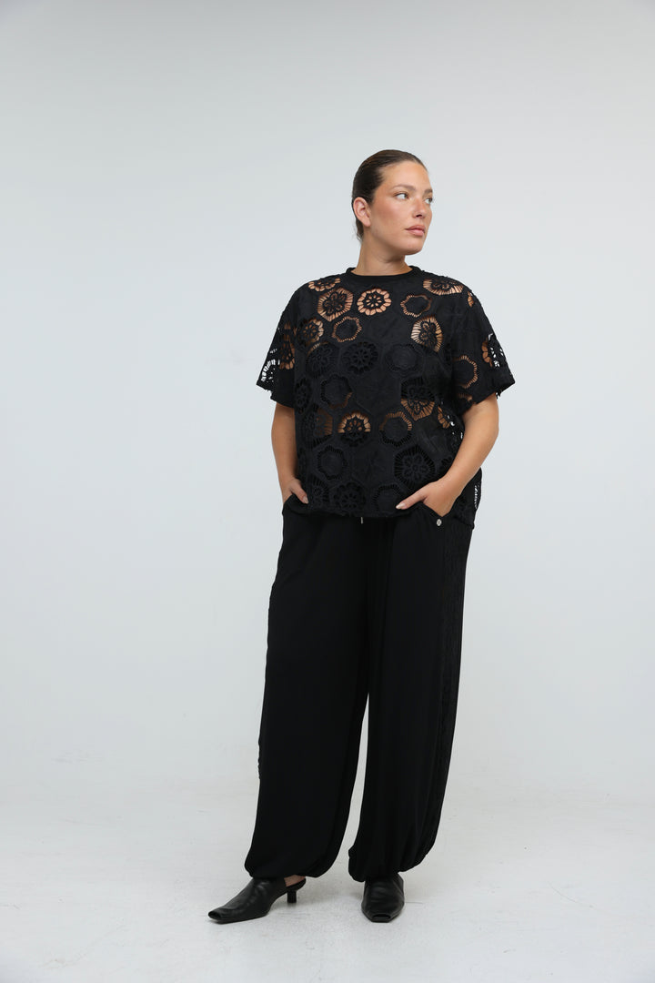 Floral White Cutwork T-Shirt