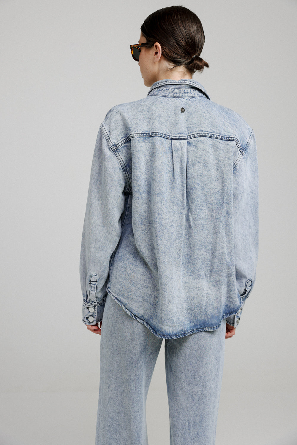 Washed Blue Denim Buttoned Shirt