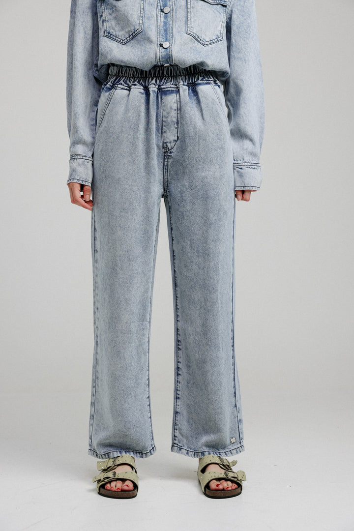 Washed Blue Denim Wide Bottoms