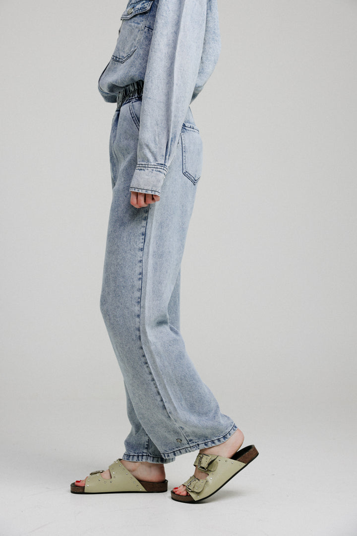 Washed Blue Denim Wide Bottoms