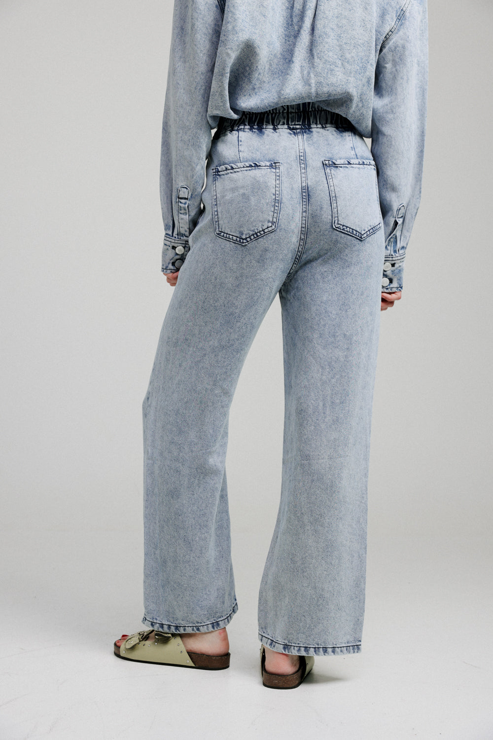 Washed Blue Denim Wide Bottoms