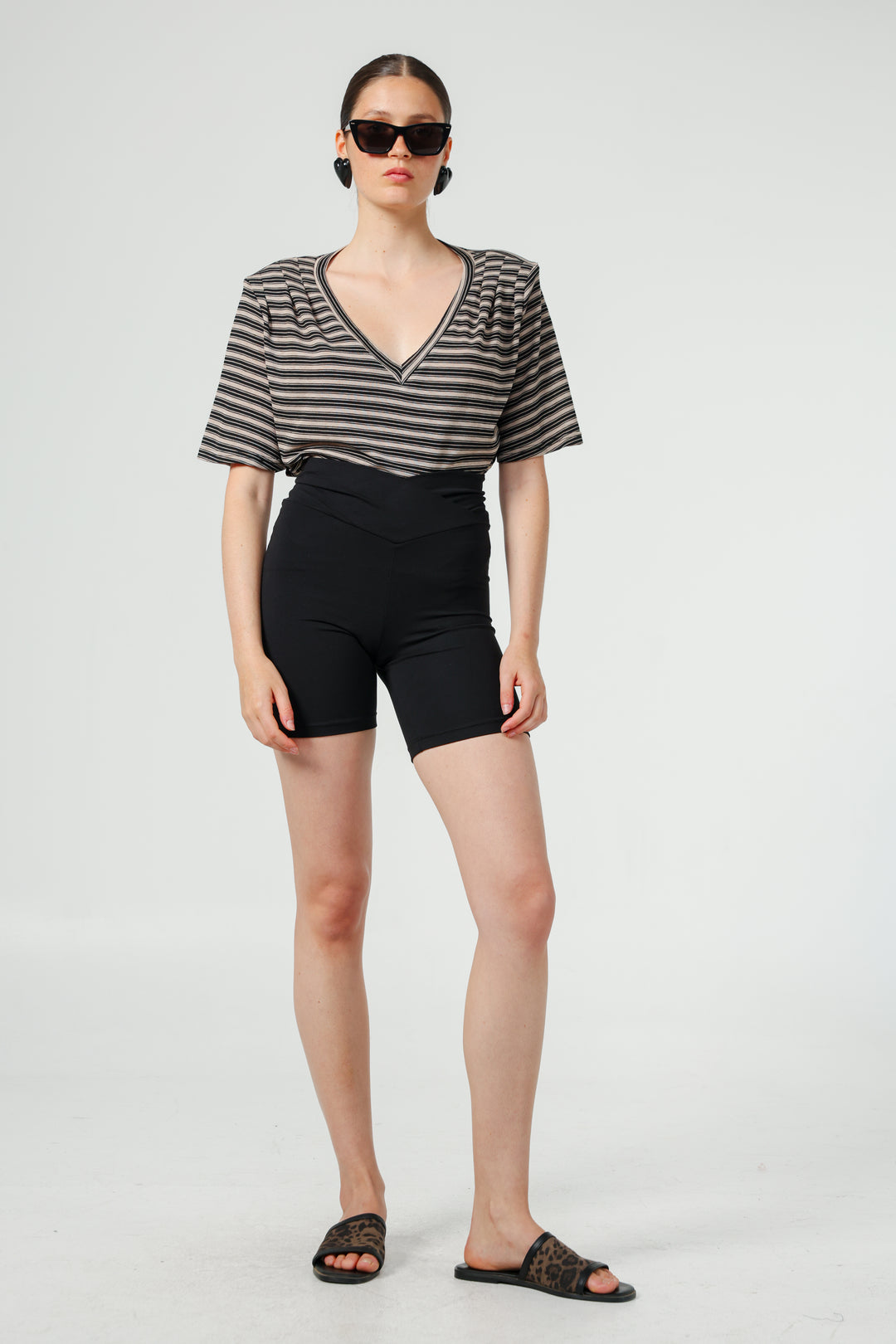 Vivoosh Brown Striped Padded T-Shirt