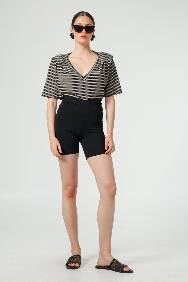Vivoosh Brown Striped Padded T-Shirt