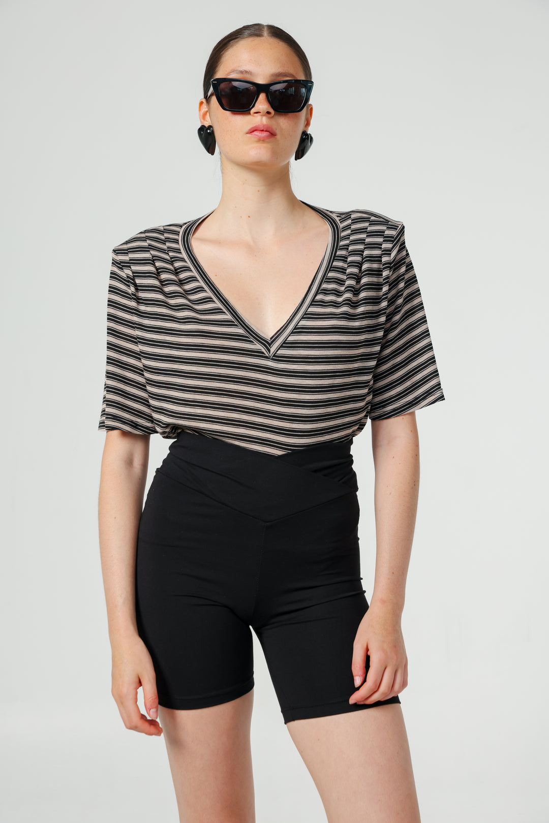 Vivoosh Brown Striped Padded T-Shirt