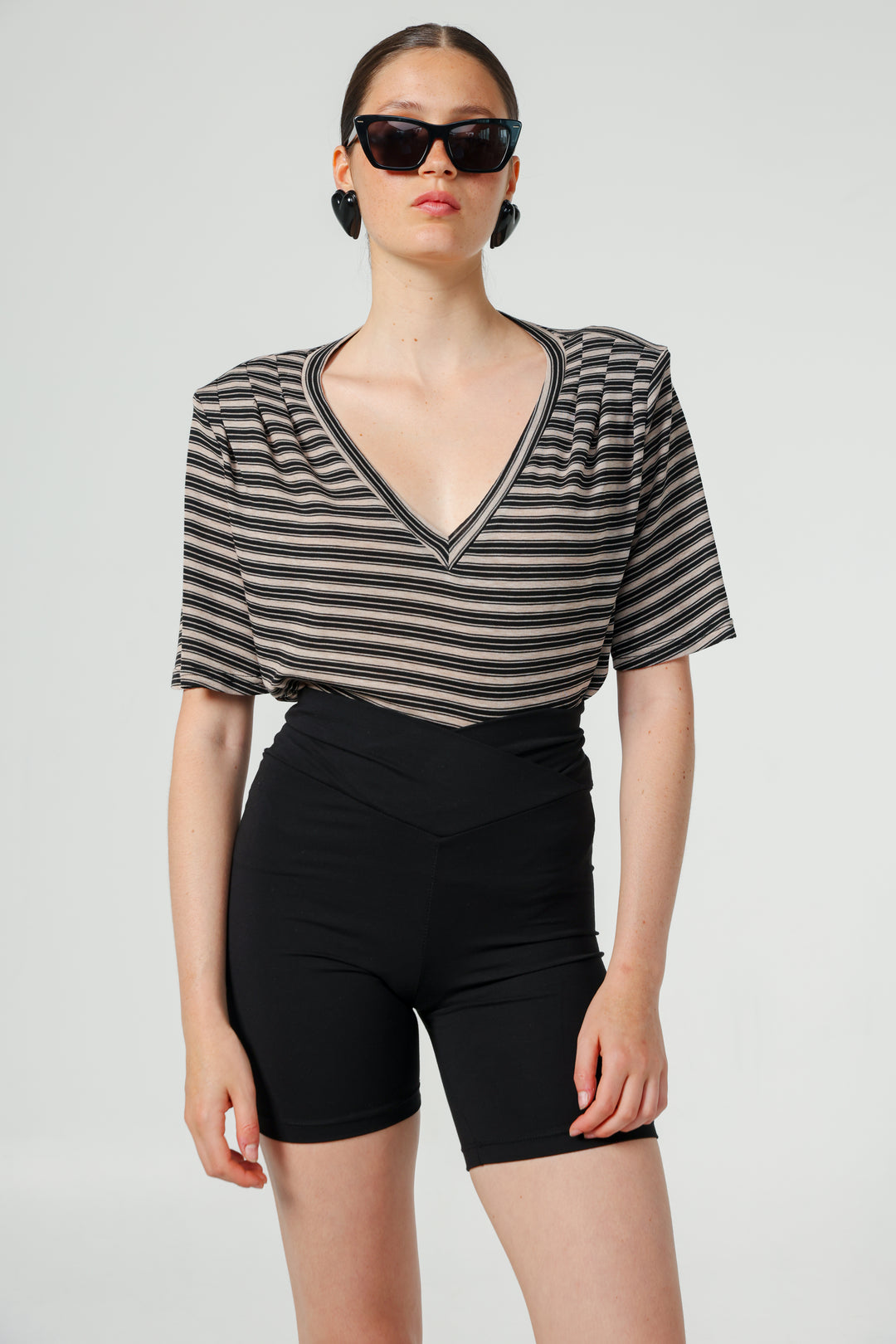 Vivoosh Brown Striped Padded T-Shirt