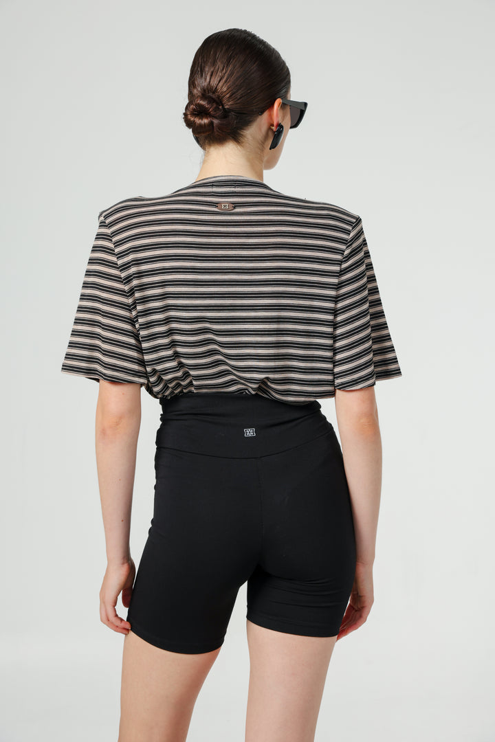 Vivoosh Brown Striped Padded T-Shirt