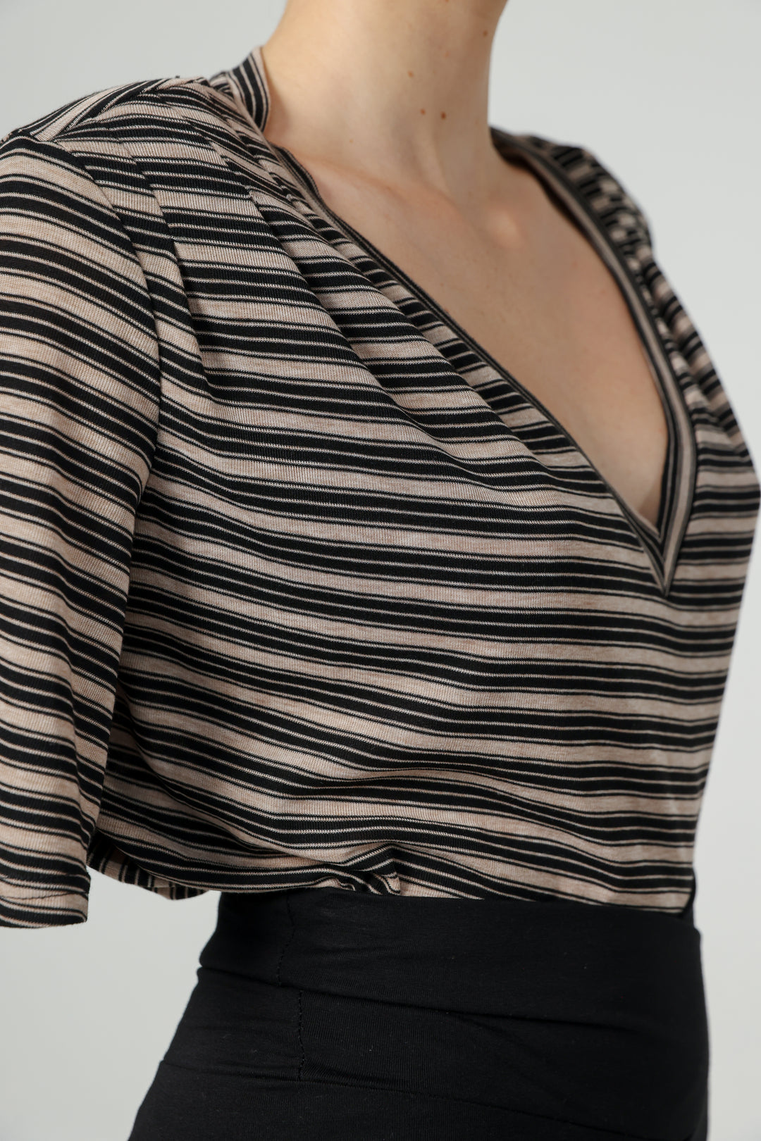 Vivoosh Brown Striped Padded T-Shirt