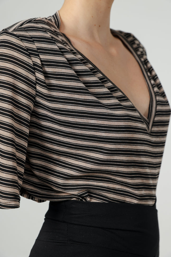 Vivoosh Brown Striped Padded T-Shirt