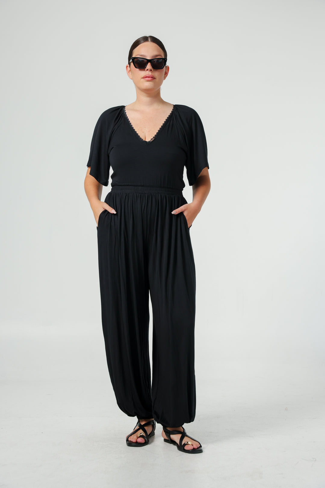 Lace V Black Jumpsuit