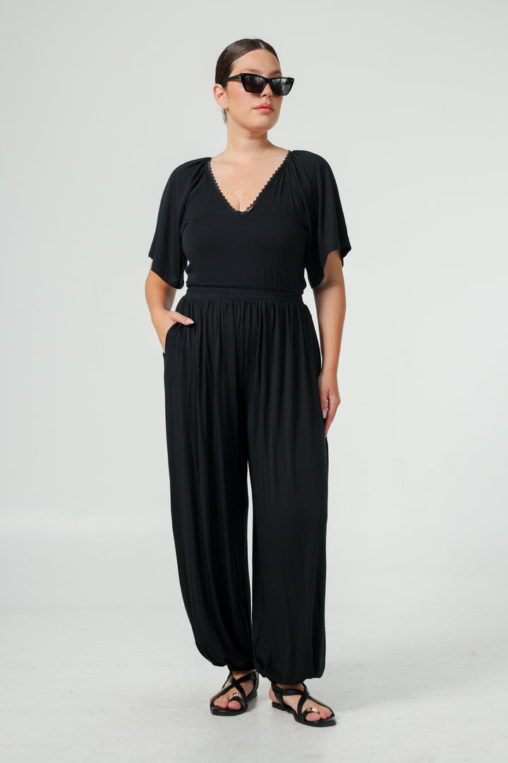 Lace V Black Jumpsuit