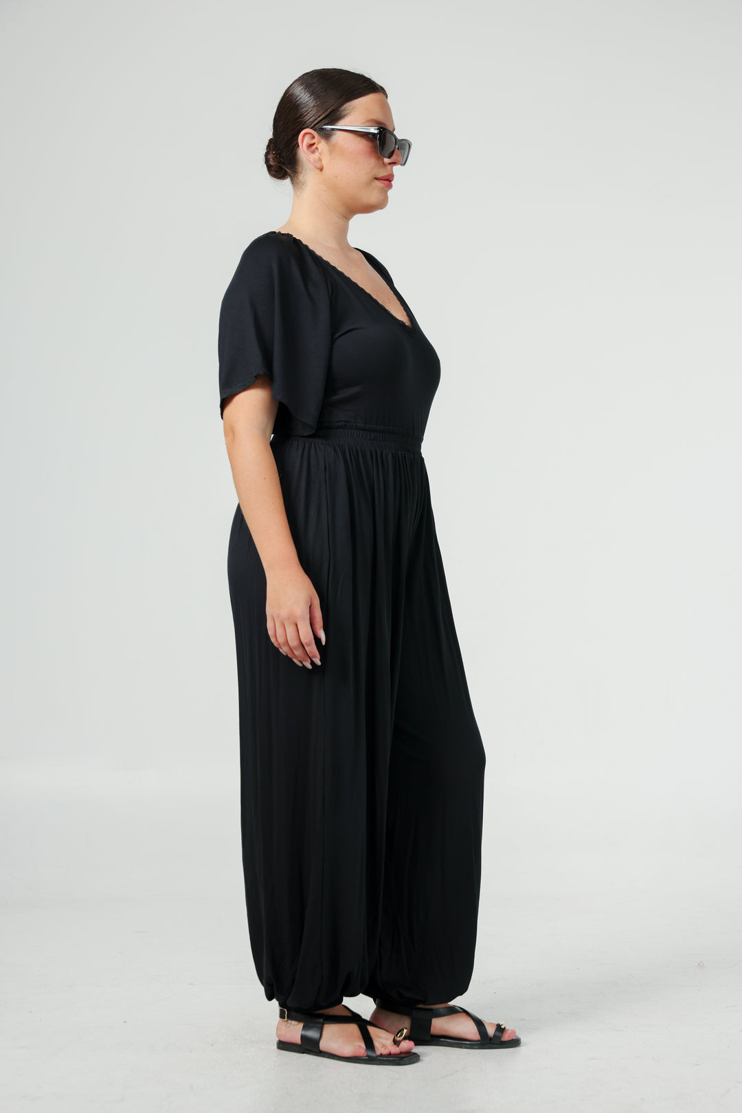 Lace V Black Jumpsuit