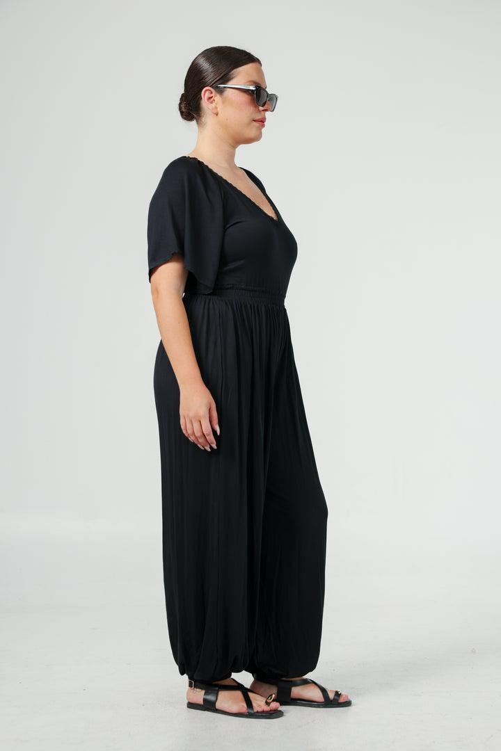 Lace V Black Jumpsuit