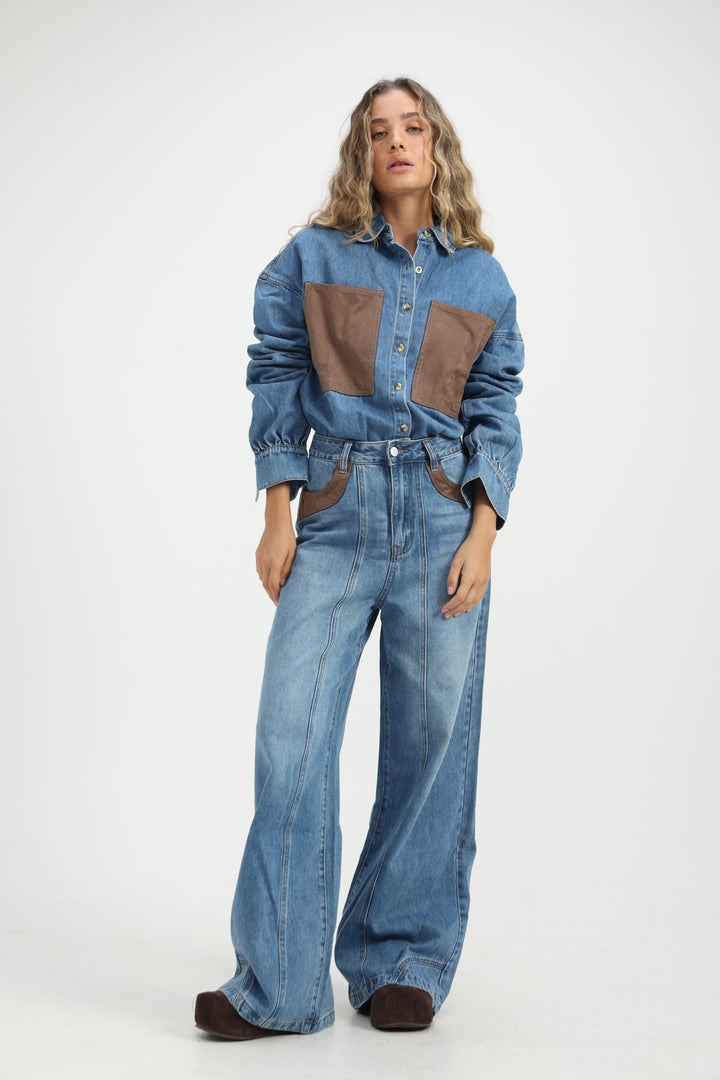 Star 712 Suede Panels Light Blue Denim