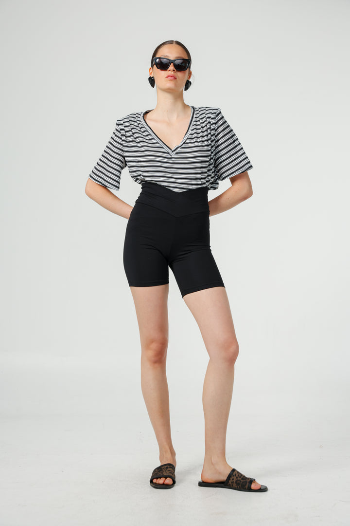 Vivoosh Black Striped Padded T-Shirt