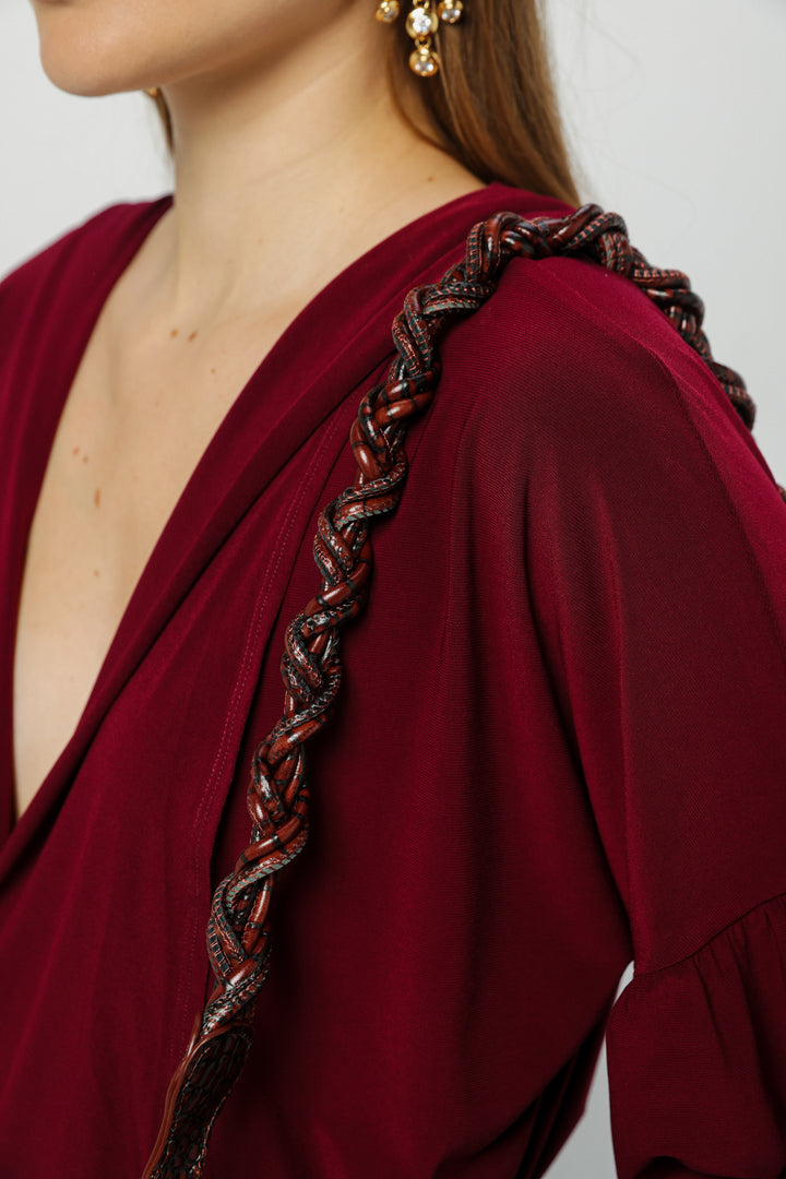 Curved Wine Shoulder Bag