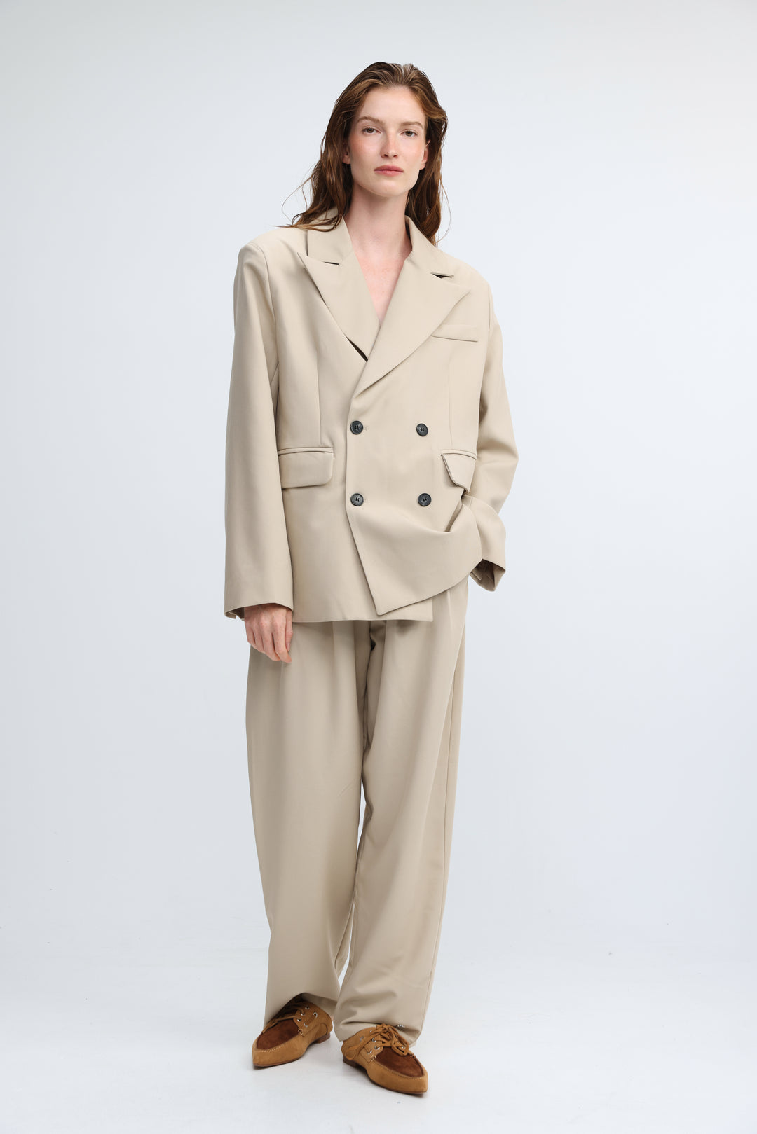 Oversized Tailored Beige Blazer