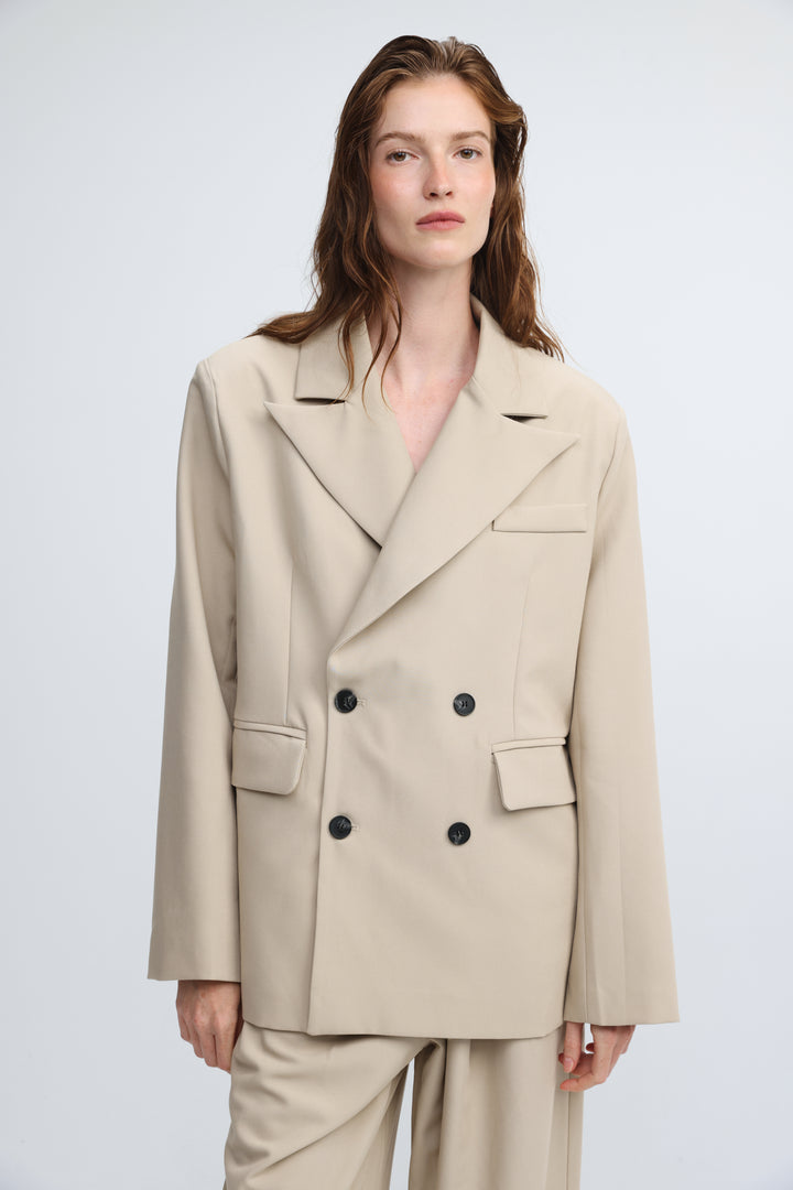 Oversized Tailored Beige Blazer