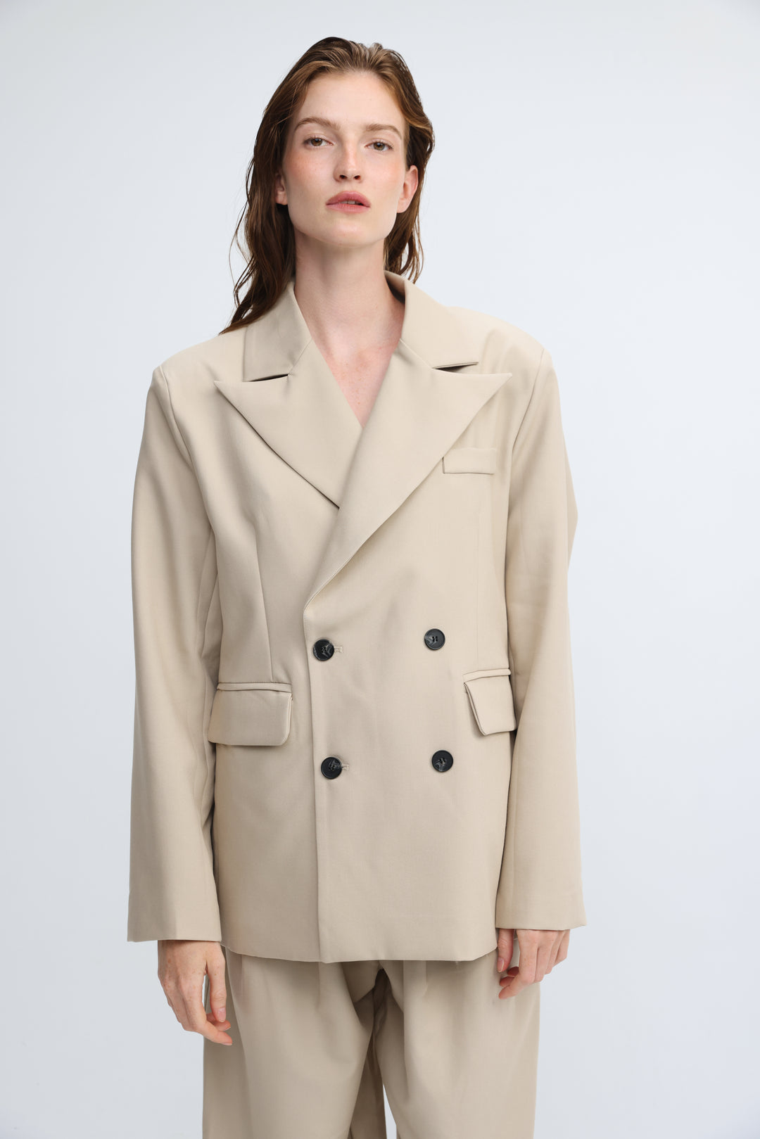 Oversized Tailored Beige Blazer