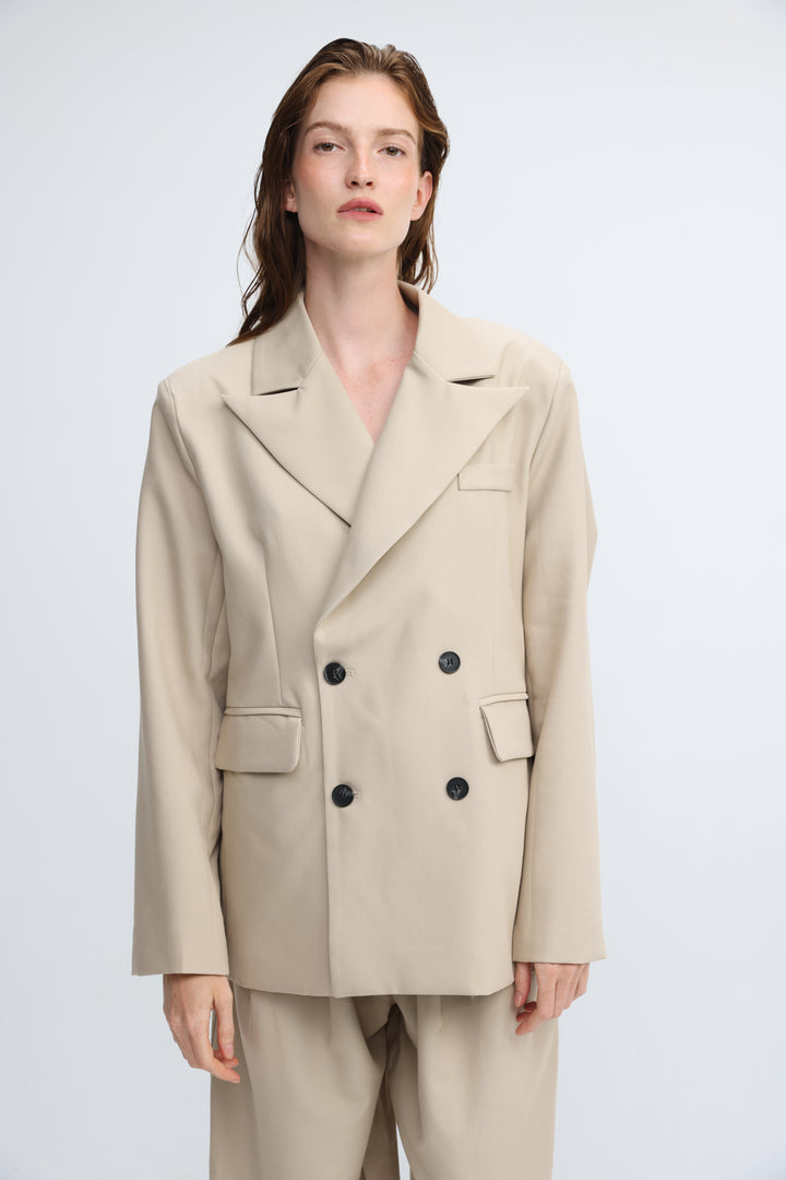 Oversized Tailored Beige Blazer