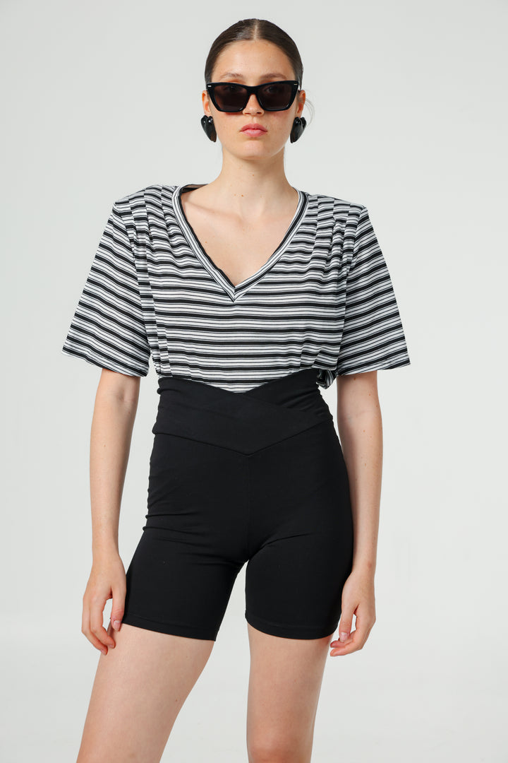 Vivoosh Black Striped Padded T-Shirt