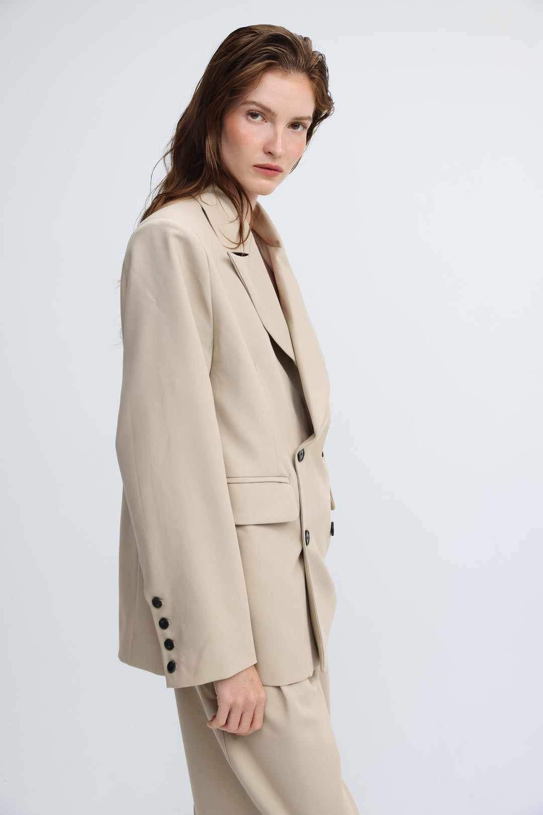 Oversized Tailored Beige Blazer