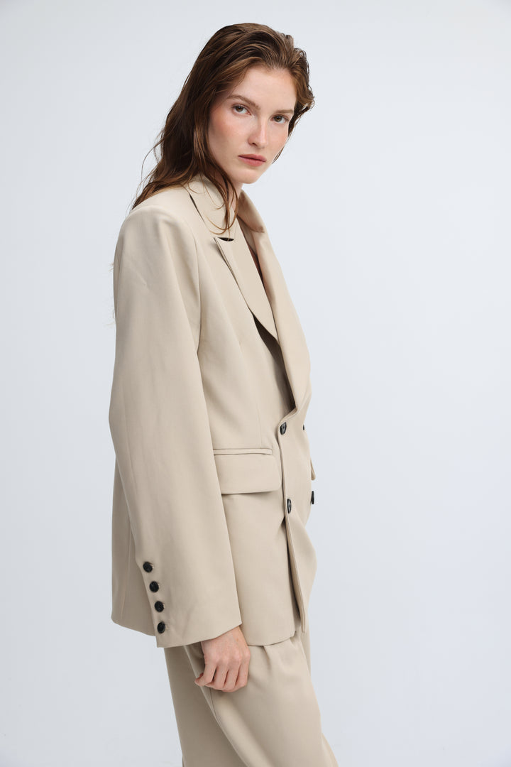 Oversized Tailored Beige Blazer